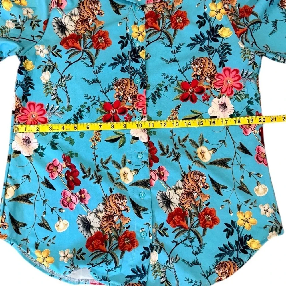 BlackMilk Tropical Tiger Button Down Shirt Womens Career Streetwear Large - Picture 7 of 11